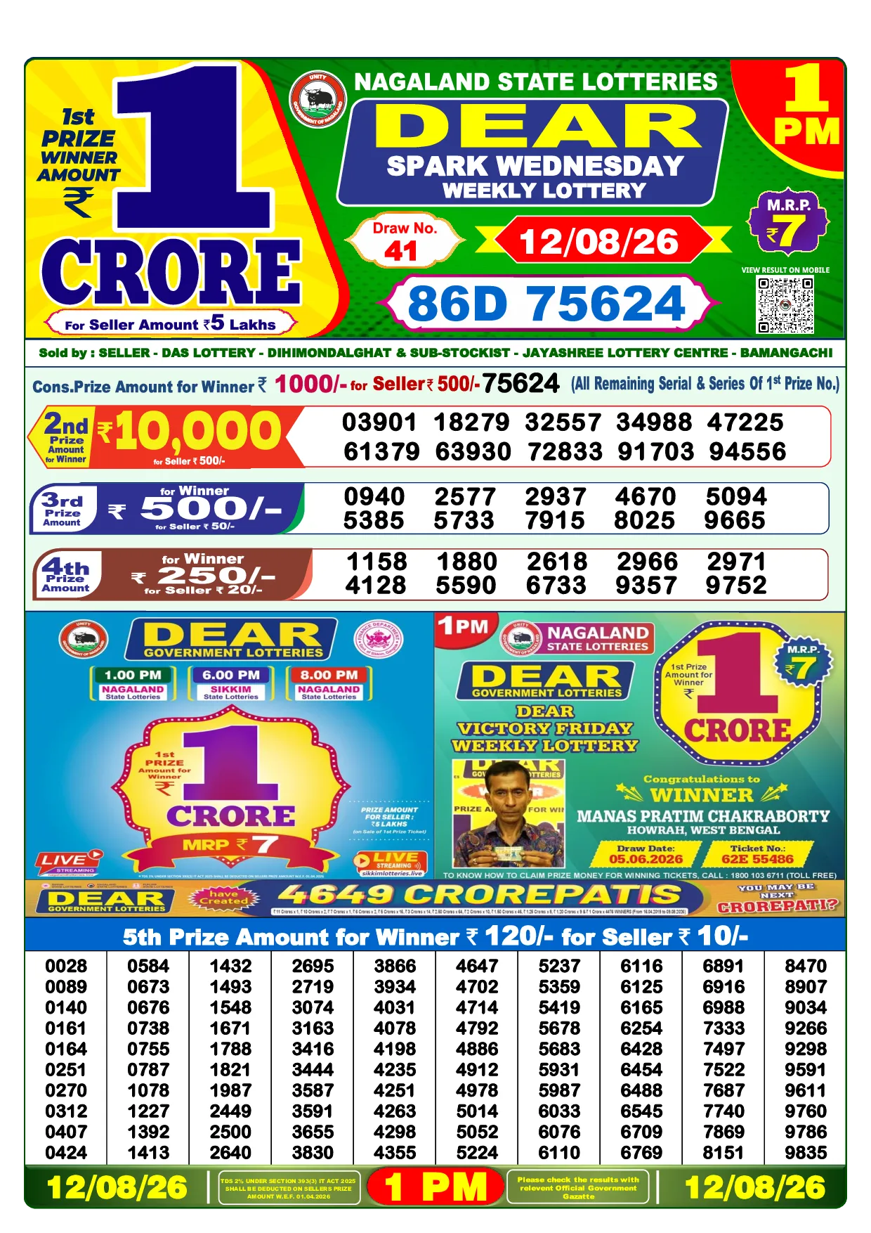 Result 1:00 PM Draw Result